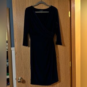 Lauren Ralph Lauren Size 12 Navy Faux Wrap Dress